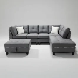 DF 1013- SECTIONAL SOFA- GREY VELVET