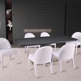 BR – 7-PIECE DINING SET – BLACK/BEIGE