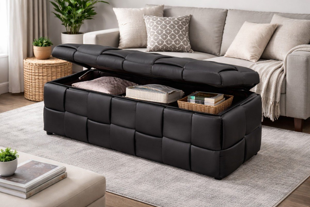 BR - STORAGE OTTOMAN - BLACK - Image 4