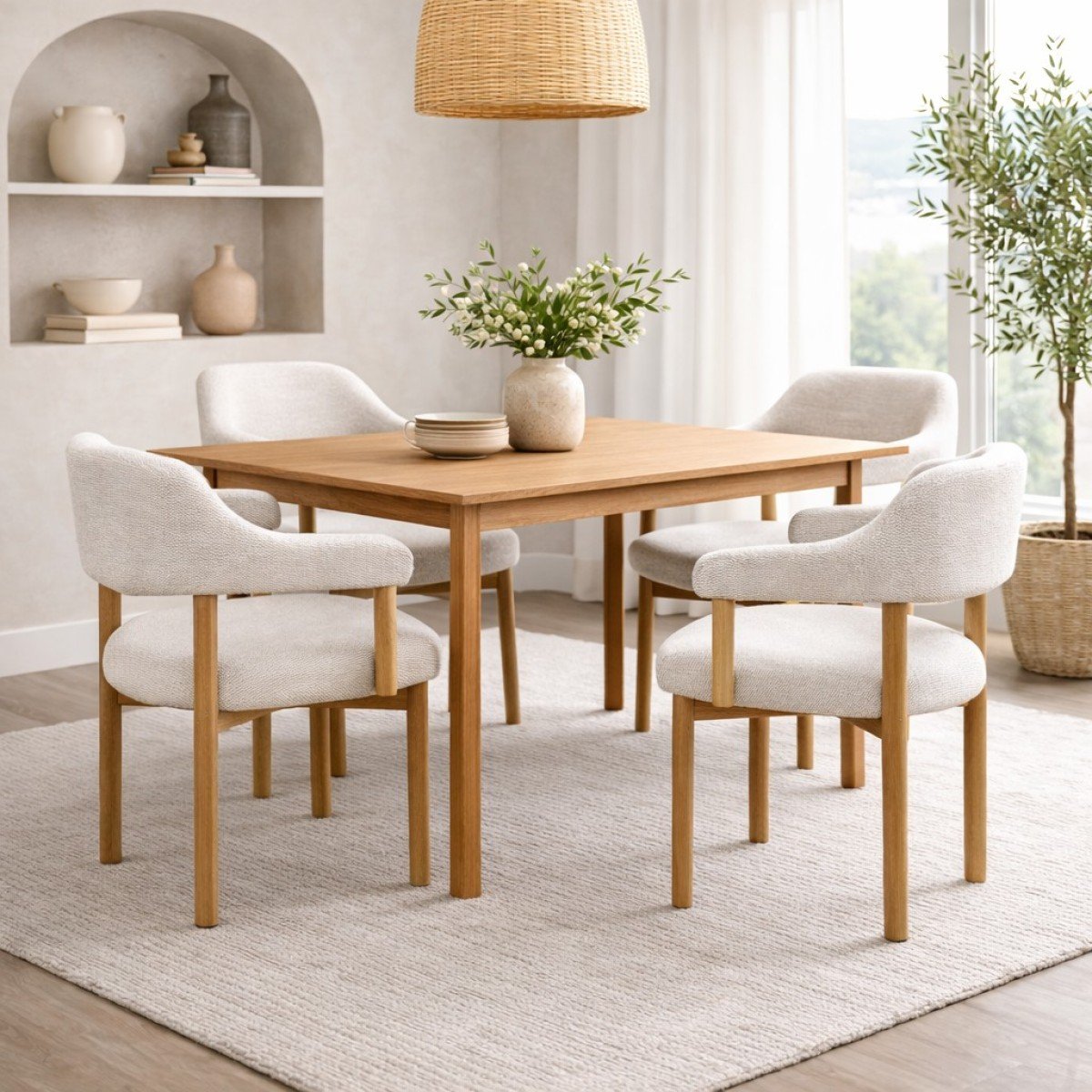 BR - CHAIR - SET OF 2 - OAK/BEIGE - Image 3