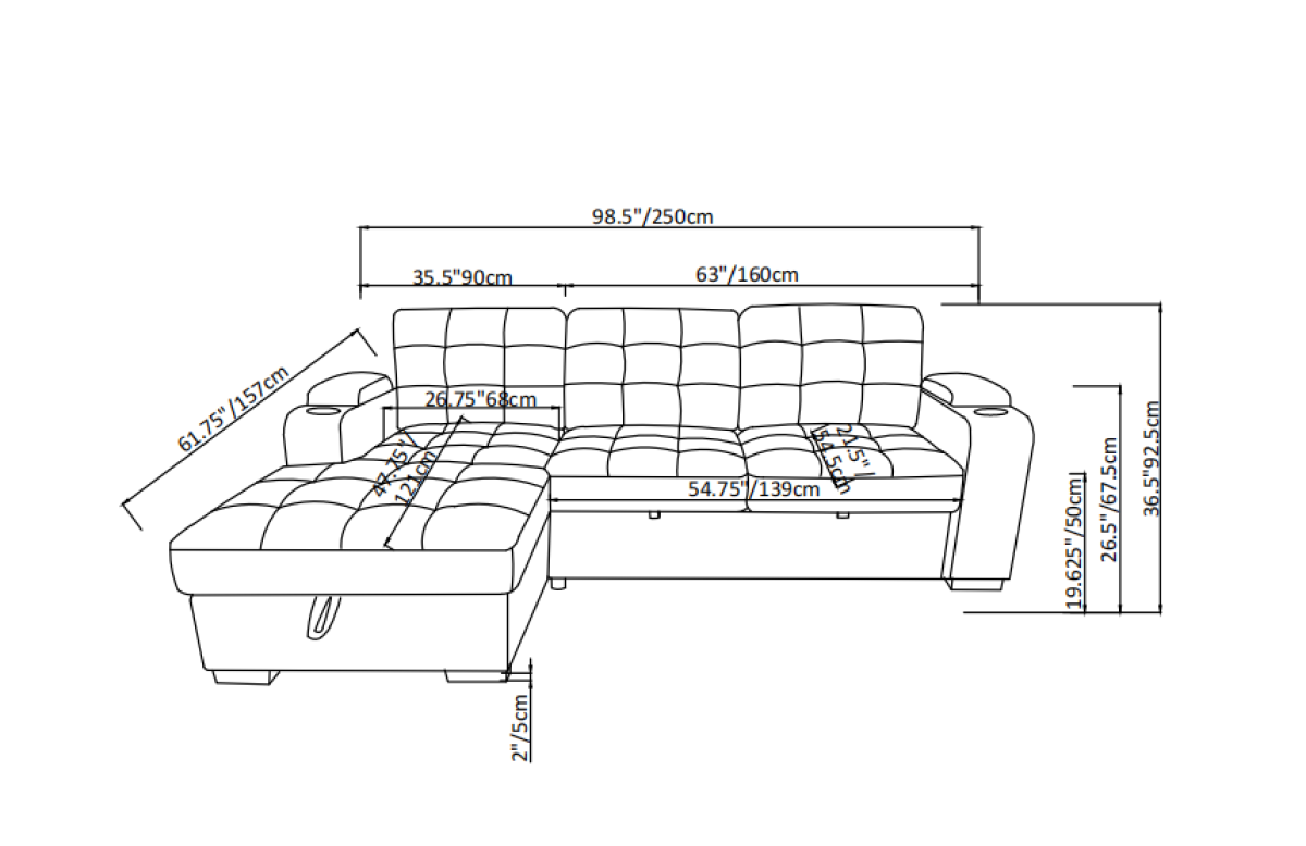 BRS - RHF SECTIONAL SLEEPER - BEIGE - Image 4