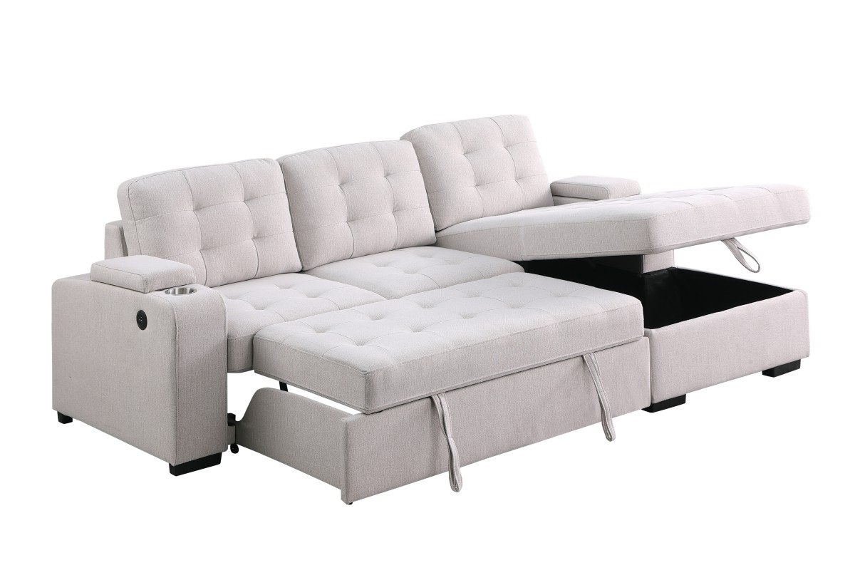 BRS - RHF SECTIONAL SLEEPER - BEIGE - Image 2